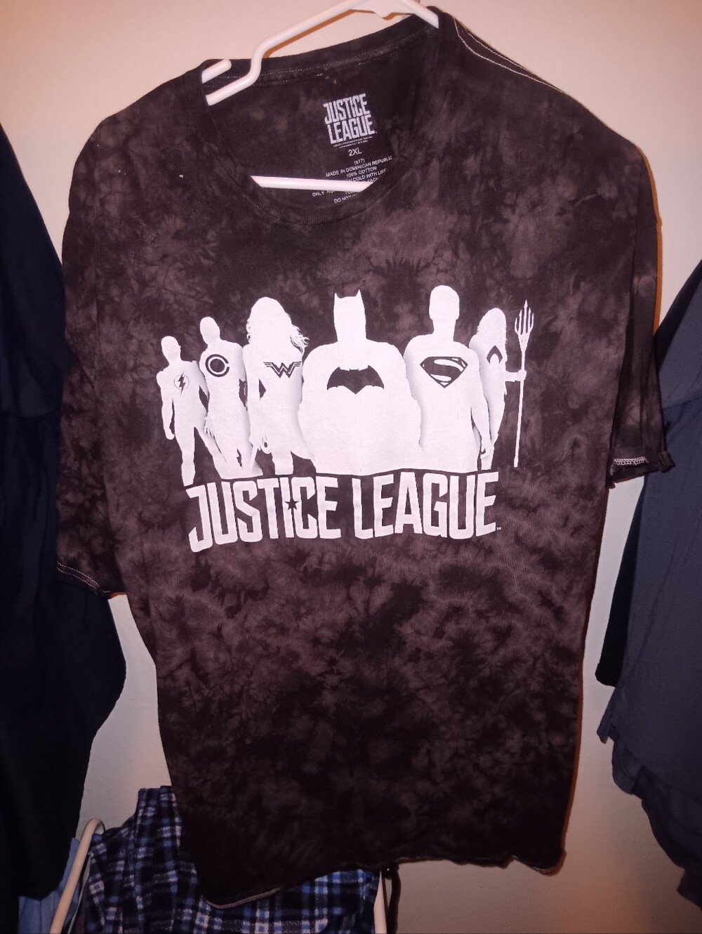 Justice League Black Tie-Dye Graphic T-Shirt - Men